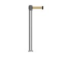 Montour Line Stanchion Belt Barrier Fixed Base Pol.Steel Post 7.5ftLight Brown Belt MX630F-PS-LBN-75